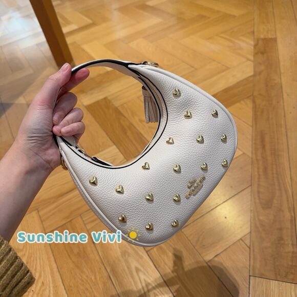 Coach Handbags - NWT Coach Carmen Mini Crossbody Bag With Heart Rivets CDB85 Chalk